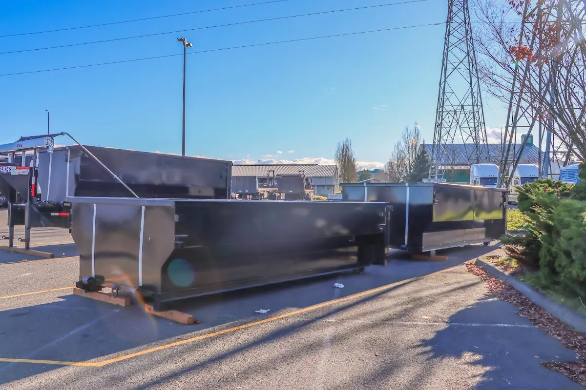 Roll-off dumpster ready for waste disposal at job site for Construction Dumpster Rental in Northglenn